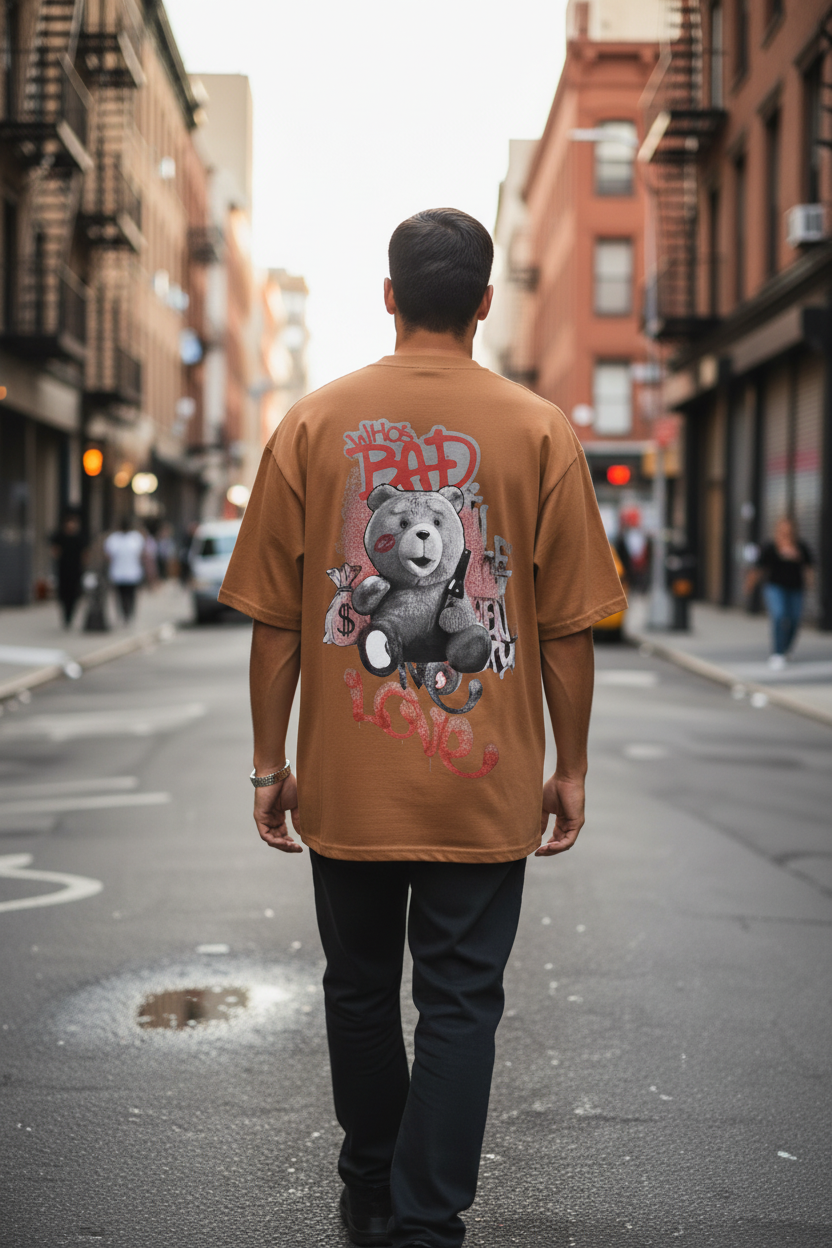 "Who's Bad – Gangster Bear Oversized Tee"
