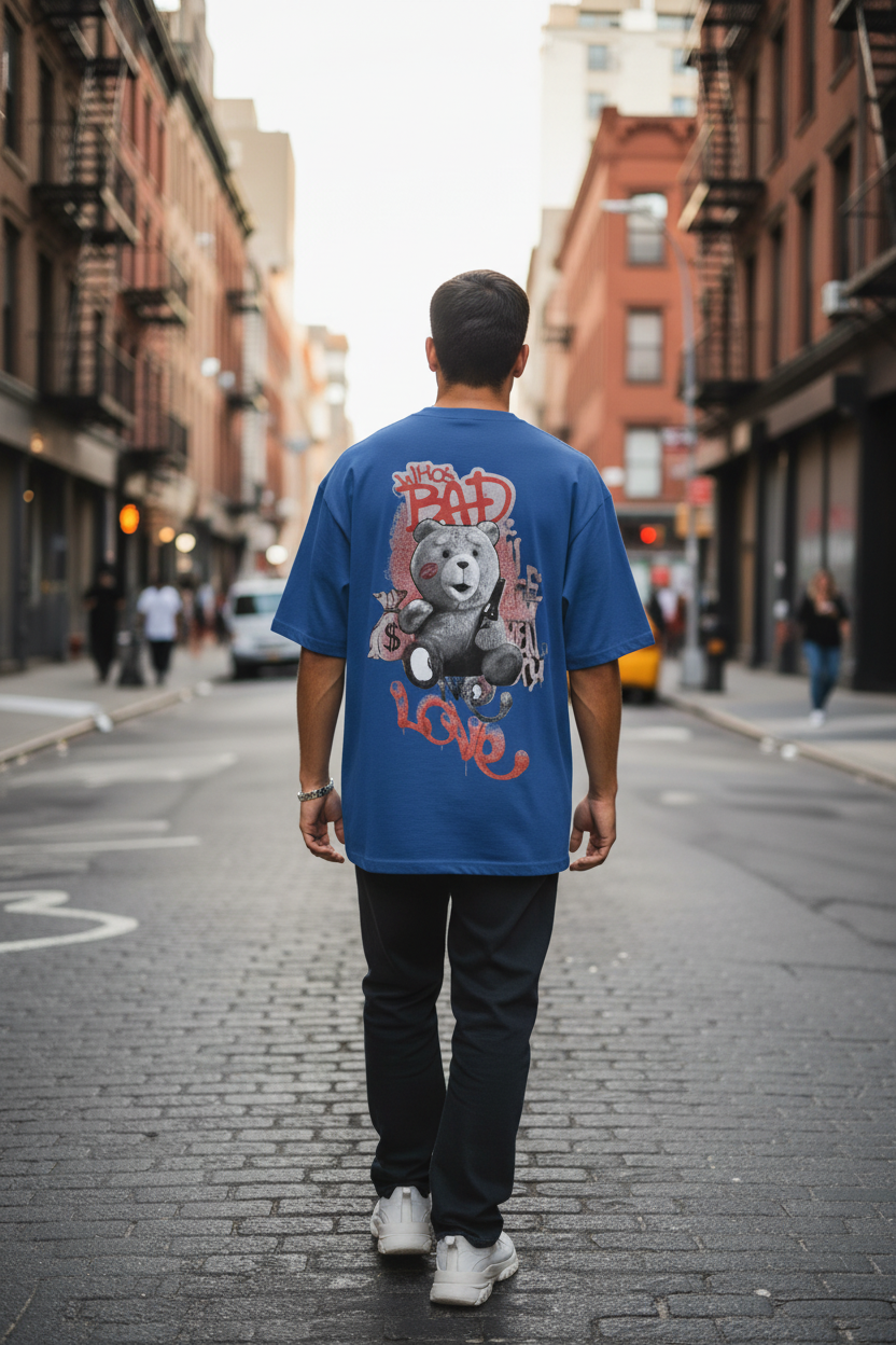 "Who's Bad – Gangster Bear Oversized Tee"