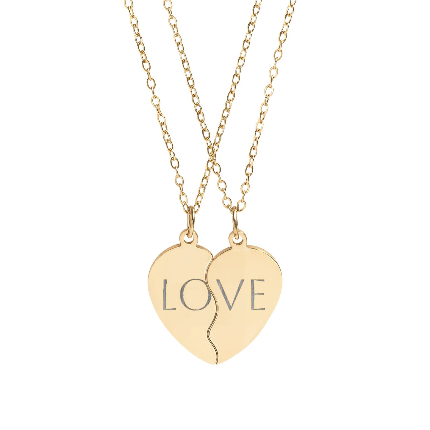 Break Apart Heart Necklace Set (Engraving)