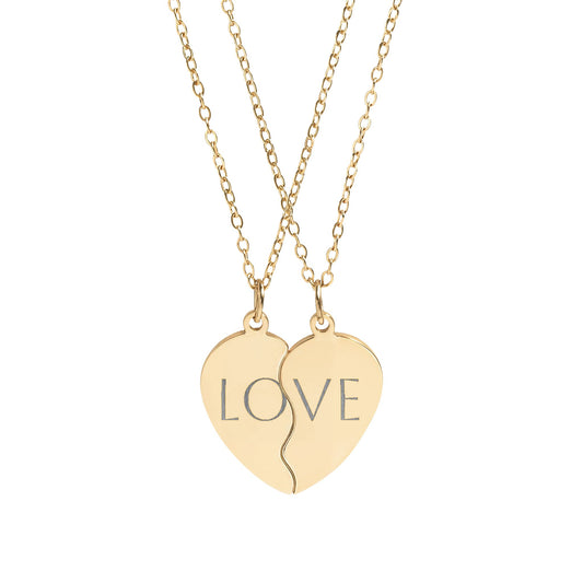 Break Apart Heart Necklace Set (Engraving)