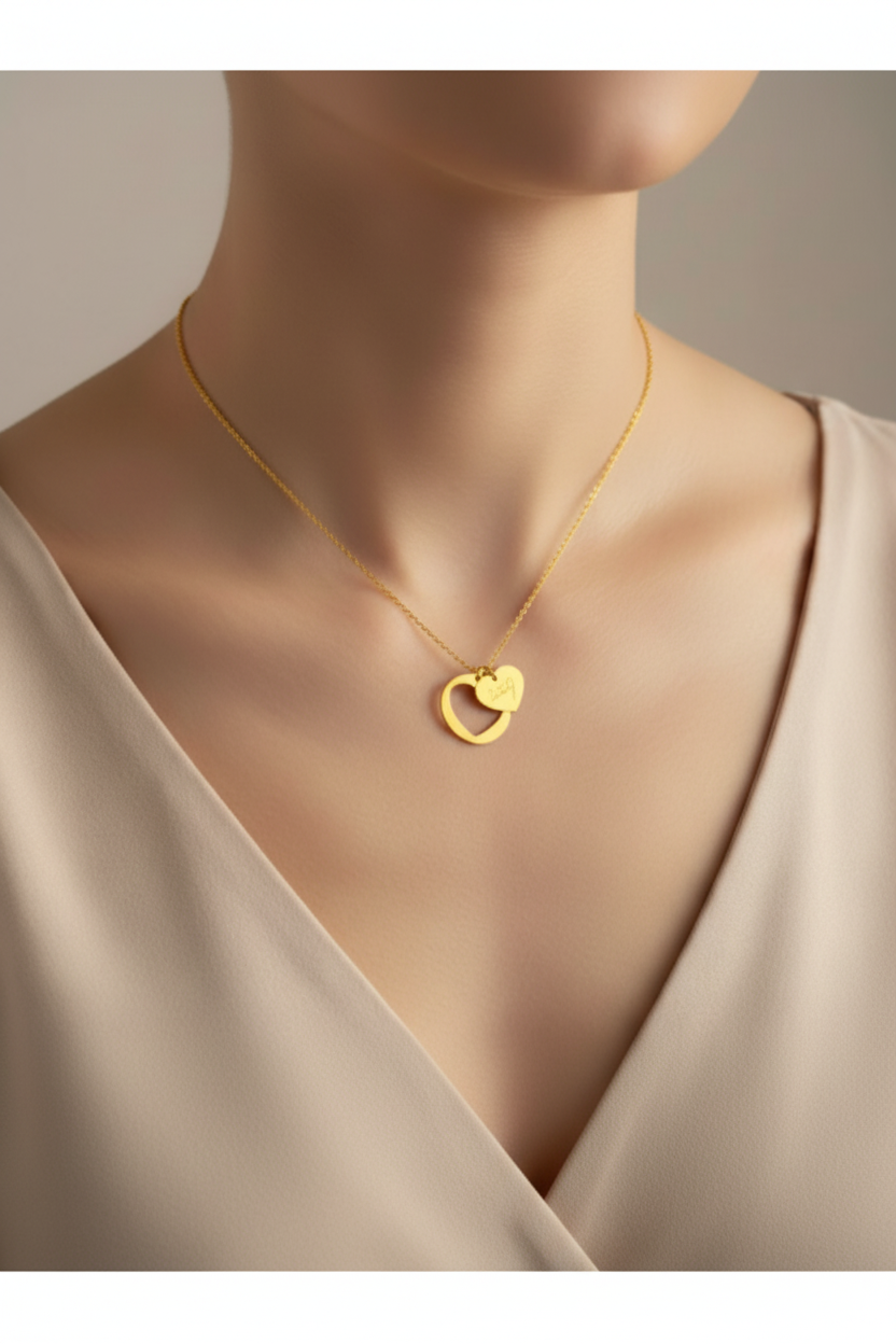 Heart Cutout Necklace (Engraving)