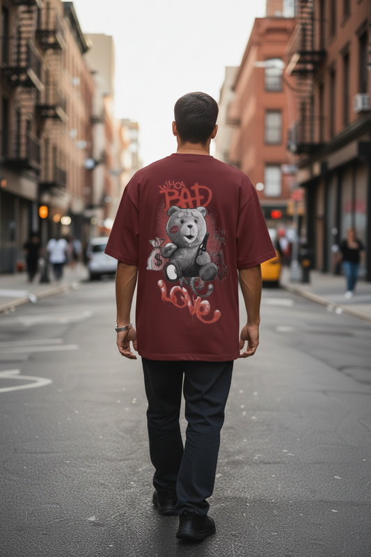 "Who's Bad – Gangster Bear Oversized Tee"