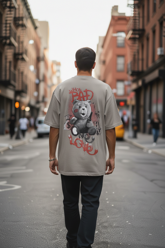 "Who's Bad – Gangster Bear Oversized Tee"