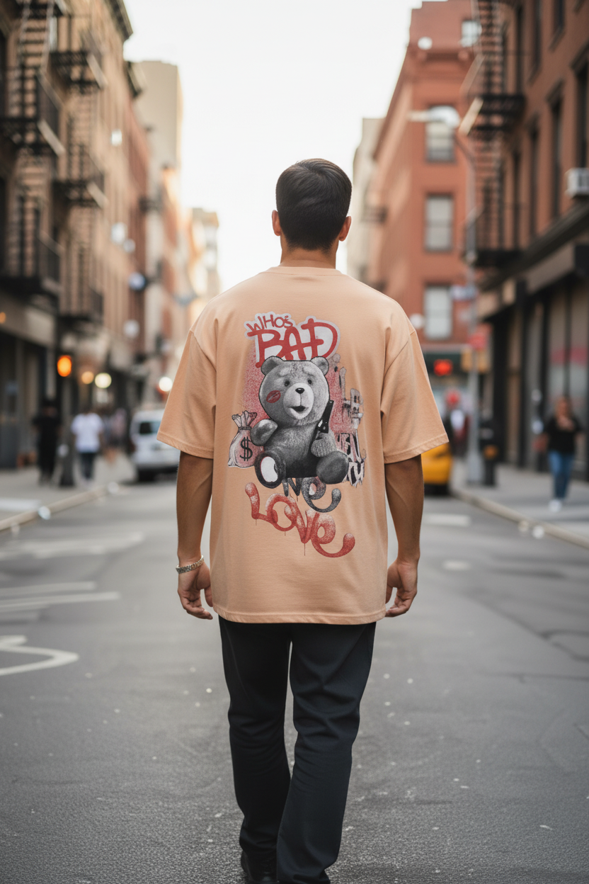 "Who's Bad – Gangster Bear Oversized Tee"