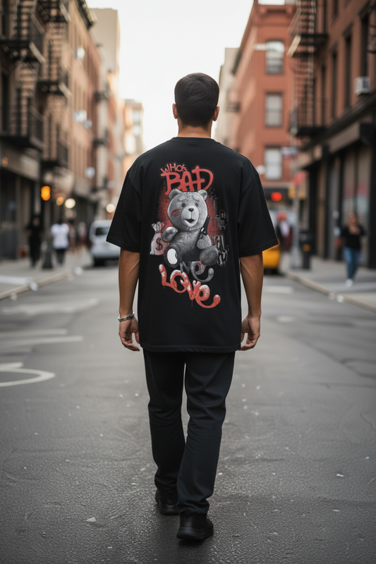 "Who's Bad – Gangster Bear Oversized Tee"