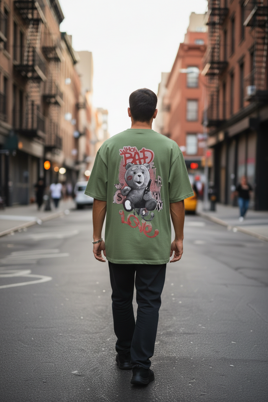 "Who's Bad – Gangster Bear Oversized Tee"